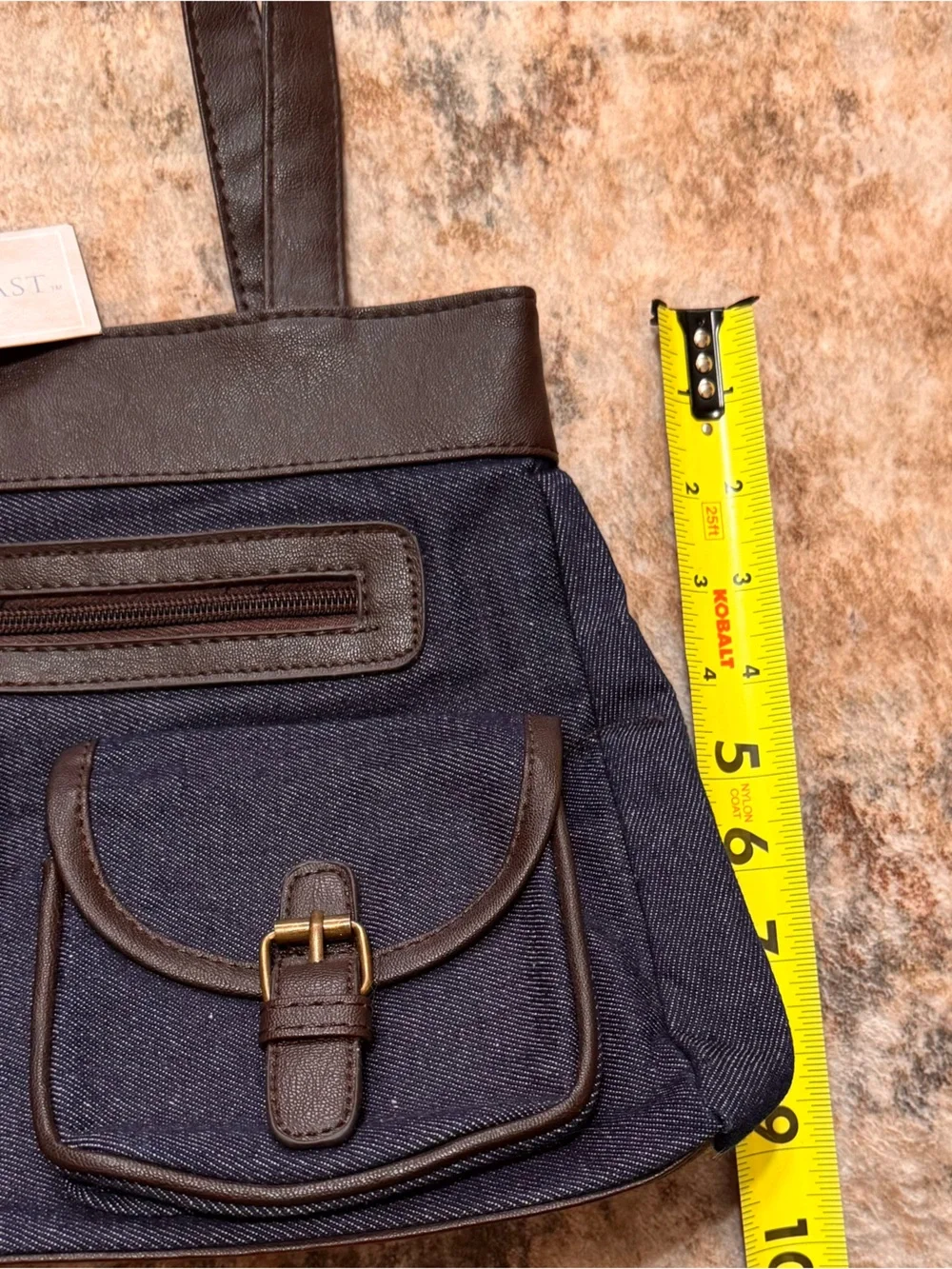 Gold Coast Denim & Brown Leather Pocket Shoulder Bag -Western wear/ McBling/Boho